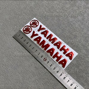 Yamaha ヤマハ　3D 立体エンブレム バイクステッカー 【赤】 送料無料　Bike Sticker デカール　2枚セット