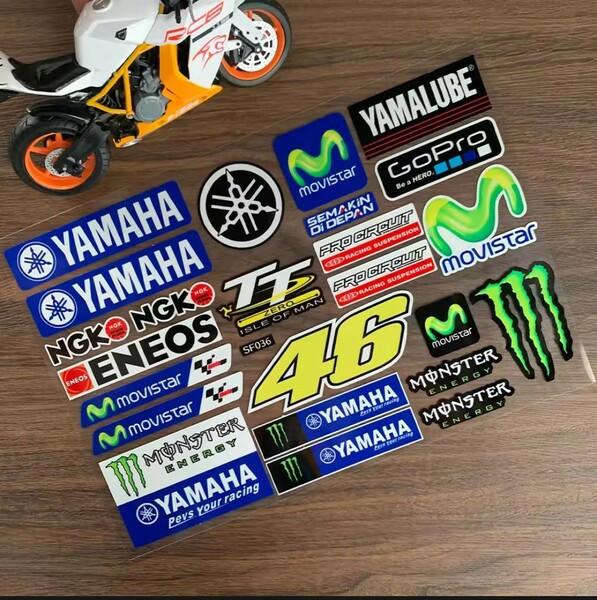 防水反射　モンスターエナジー / バイクステッカー　ヘルメットステッカー MONSTER ENERGY ヤマハ　Movistar デカール　ロッシ　Rossi