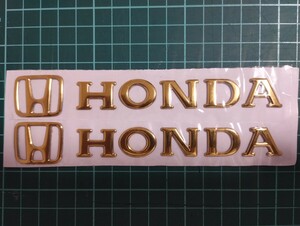 HONDA ホンダ 立体　バイクステッカー デカール　ホンダステッカー　エンブレム　立体ステッカー カスタム 2枚　【Gold】