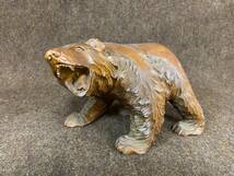 80 a3 MR060417-02／木彫り 熊 彫刻 一刀彫 クマ 木製 木工品 和室 吠え熊 レトロ オブジェ インテリア コレクション_画像1