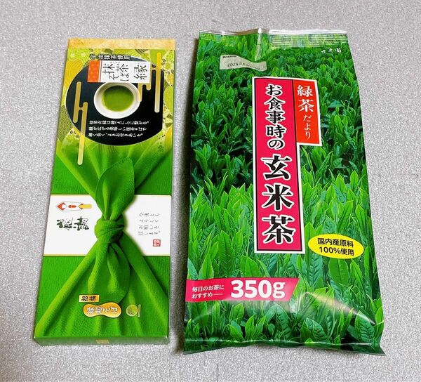 玄米茶350g と　縁起抹茶そば180g