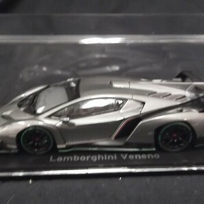 【未開封】京商/KYOSHO オリジナル 1/43 LAMBORGHINI Veneno/ランボルギーニ ヴェネーノ Gray green line/グレー グリーンライン/60サイズの画像2