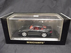 MINICHAMPS/ミニチャンプス 1/43 ポルシェ/Porsche 911 turbo 1995 ブラックメタリック/Black metallic 430 069209/60サイズ