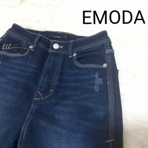 新品 EMODA エモダ スキニーパンツ デニム ダメージ ジーンズ コットン