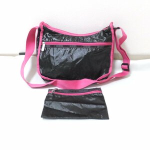 Q254　lesportsac　レスポートサック　ブラック×ピンク　ショルダーバッグ　【メ便】