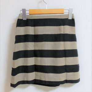 Z533 Natural Beauty Basic beige black border pattern skirt S [me flight ]