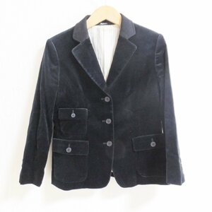 X641　Aquascutum　アクアスキュータム　ネイビー　ベロア　ジャケット　