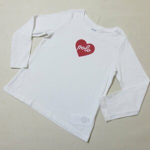 BM62 POLO Ralph Lauren Ralph Lauren Kids T-shirt long sleeve long T white Heart 110 girl [me flight ]