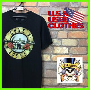 ME12-033★USA直輸入★美品★【GUNS N' ROSES】 オフィシャル バレットロゴ Tシャツ【メンズ M】ブラック バンドT ロックT サークルロゴの画像7