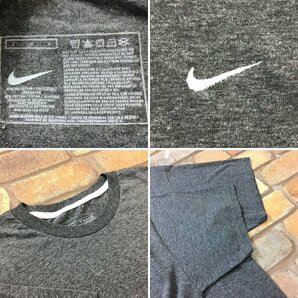 ME12-109★USA古着★【NIKE ナイキ】SWOOSH 胸刺繍ロゴ クルーネックTシャツ【メンズ L】グレー ポリエステル混 スポーツ アメカジ 古着の画像4