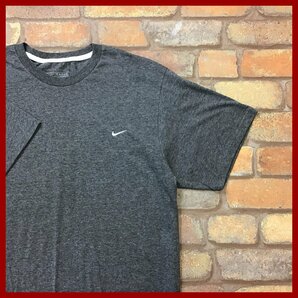 ME12-109★USA古着★【NIKE ナイキ】SWOOSH 胸刺繍ロゴ クルーネックTシャツ【メンズ L】グレー ポリエステル混 スポーツ アメカジ 古着の画像6