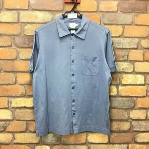 SD5-171★90’s ビンテージ★旧タグ【Calvin Klein カルバン・クライン】BOXシルエット 単色 無地 半袖 シャツ【メンズ S】青 古着