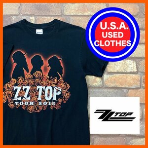 ME12-142★USA直輸入★【ZZ TOP】2015 ツアーT 両面プリントTシャツ【メンズ M】ブラック バンドT ロックT アメカジ 古着