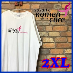 ME10-799★スーパーBIGサイズ!!★【Susan G. Komen for the Cure】クルーネック 半袖 ホワイト ヘビーウェイト Tシャツ【メンズ XXL】古着