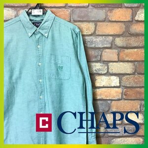 ME9-126★USA正規品★お買い得品★【CHAPS チャップス】ストレッチ 長袖 ボタンダウン オックスフォードシャツ【メンズ M】緑 ゴルフ 古着