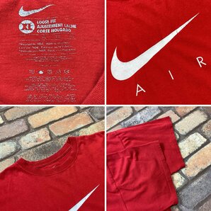 ME12-132★USA買付品★【NIKE ナイキ】SWOOSH フロントロゴ プリントTシャツ【メンズ XL】レッド スポーツ アメカジ ストリート 古着の画像4