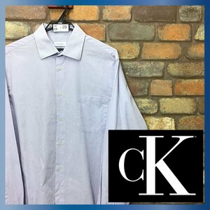 ME9-239★USA直輸入★正規品★【Calvin Klein カルバン・クライン】グラフチェック×織柄 長袖 コットン ドレスシャツ【メンズ M】紫 薄手