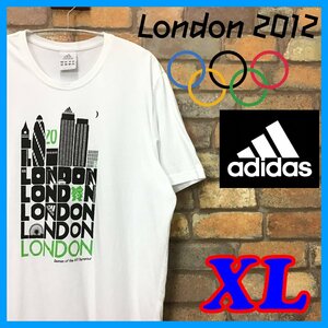 ME10-838★激レア!!★現地限定★【2012 ロンドンオリンピック】”GAMES OF THE XXX OLYMPIAD” adidas ホワイト Tシャツ【メンズ XL】半袖