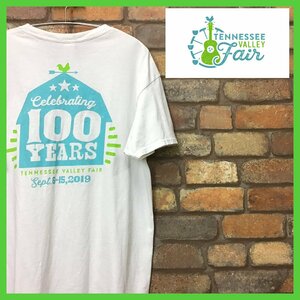 ME11-029★格安★国内入手困難★【USAイベント Tennessee Valley Fair】ホワイト 両面プリント 半袖 Tシャツ【メンズ L】USA古着 100周年