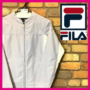 ME7-225★アメリカ仕入れ★状態◎【FILA フィラ】ジップアップ ノーカラージャケット【レディース S】薄紫×白 ジャンパー パステルカラー