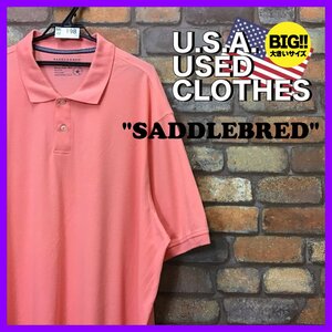 ME12-198★USA買付品★超BIGサイズ【SADDLEBRED】プレーン 鹿の子 半袖ポロシャツ【メンズ 3XLT】ピンク アメカジ ストリート ゴルフ 古着