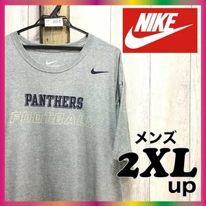 ME3-864★USAビッグサイズ★アメリカ買付★【NIKE ナイキ】NFL パンサーズ ロゴプリント スウォッシュ 半袖 Tシャツ【メンズ XXL】グレー