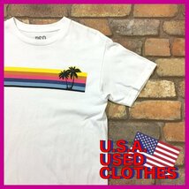 ME10-984★アメリカ直輸入★状態良好!!★【RSQ Collective】ホワイト プリント 半袖 Tシャツ【メンズ M】USA古着 ヤシの木 海 ビーチ 企業_画像7