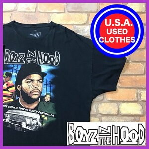 ME12-027★希少・超ビッグサイズ★格安 訳あり★【BOYZ N THE HOOD】ダウボーイ&インパラ Tシャツ【メンズ 3XL位】黒 映画 古着 半袖