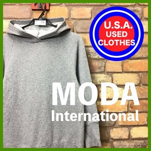 ME11-789★訳アリ格安!!★USA直輸入★【MODA International】ロング丈 裏起毛 プルオーバー パーカー フーディー【レディース XS】グレー