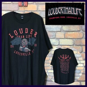 ME10-776★国内入手困難!!★GOODプリント★【LOUDER THAN LIFE】アメリカ ロック＆メタル フェス Tシャツ【メンズ XXL】ブラック 半袖 古着