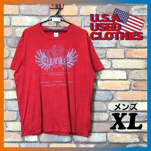 ME10-030★USA限定★大きいサイズ【豪華 両面プリント】スポンサー多数 半袖Tシャツ【メンズ XL】赤 ビッグサイズ アメリカ古着