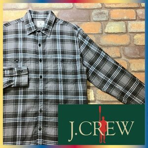 ME9-035◆USA直輸入◆正規品◆【J.CREW ジェイクルー】チェック 長袖 起毛 ネルシャツ【メンズ S】グレー キャンプ アウトドア ワーク