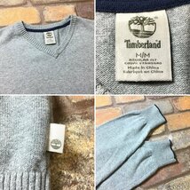 ME8-071★USA買付品★正規品★【Timberland ティンバーランド】無地 Vネック コットンセーター【メンズ M】グレー 灰 ニット ワーク_画像5