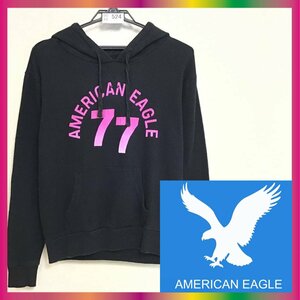 SC13-524★特価品★USA古着★【AMERICAN EAGLE アメリカンイーグル】プリントロゴ スウェットパーカー【レディース XS】裏起毛 黒 フーディ