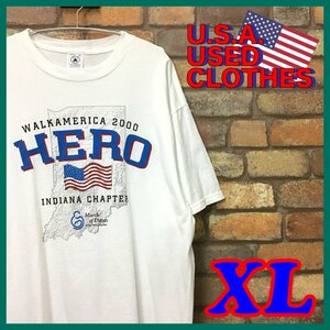 ME11-044◆GOODプリント◆大きいサイズ◆【WALKAMERICA】ホワイト プリント 半袖 イベント Tシャツ【メンズ XL】DELTA USA古着 企業