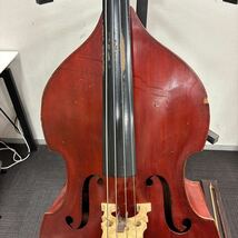 【直接引取限定品】4-16 Suzuki Violin 鈴木バイオリン コントラバス ウッドベース No.81 4/4 1965 弓 ケース スタンド付き 現状品 前橋市_画像4