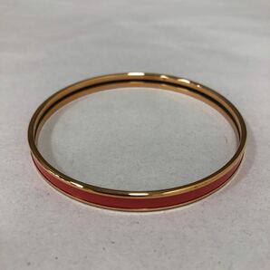 【中古品】4-54 HERMES エルメス バングル ブレスレット ゴールド サーモンピンク系 アクセサリー 箱付 の画像4