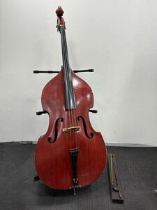 【直接引取限定品】4-16 Suzuki Violin 鈴木バイオリン コントラバス ウッドベース No.81 4/4 1965 弓 ケース スタンド付き 現状品 前橋市