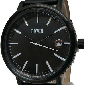 ●新品●EDWIN 腕時計 メンズ Men's Watch アナログ ラウンド 革 ダイヤルウォッチ 防水 5気圧 EPIC ブラック EW1G001L0044 並行輸入品