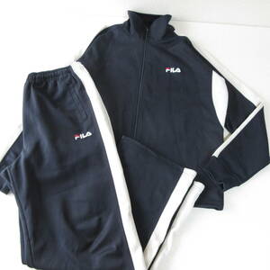 ○FILA フィラ◆上下セット セットアップ ジャージ ジャケット＆ロングパンツ◆メンズ ネイビー/グレー Mサイズ