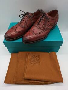 [1YT797SA]1 jpy ~ unused EDWARD GREEN Edward Green medali on Wing chip wine red dress shoes approximately 26cm box storage bag attached 