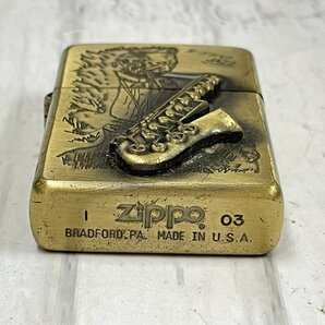 m002 D3(30) 24 ZIPPO ジッポー JAZZ ジャズ 2003年製 サックス 奏者 ヴィンテージ USA オイルライター 喫煙グッズ 喫煙具の画像5