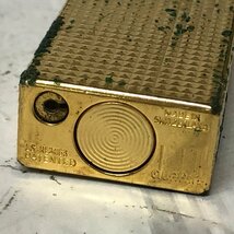 m001 Y3(60) ダンヒル ローラーガスライター ゴールド ピラミッドカット ジャンク レザーカバー付き dunhill Gas Lighter Gold_画像4