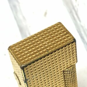 m001 Y3(60) ダンヒル ローラーガスライター ゴールド ピラミッドカット ジャンク レザーカバー付き dunhill Gas Lighter Goldの画像5