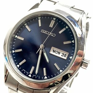 f001 Z4 2. SEIKO セイコー 7N43-9080 ネイビー文字盤 デイデイト 3針 ラウンドフェイス メンズ クォーツ QUARTZ QZ 腕時計 非稼働