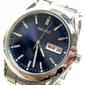 f001 Z4 2. SEIKO セイコー 7N43-9080 ネイビー文字盤 デイデイト 3針 ラウンドフェイス メンズ クォーツ QUARTZ QZ 腕時計 非稼働の画像1