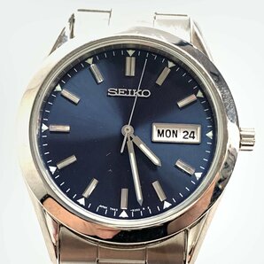 f001 Z4 2. SEIKO セイコー 7N43-9080 ネイビー文字盤 デイデイト 3針 ラウンドフェイス メンズ クォーツ QUARTZ QZ 腕時計 非稼働の画像2