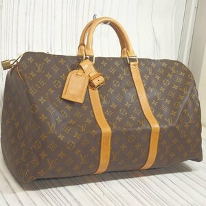 f002 BAG LOUIS VUITTON ルイヴィトン キーポル50 M41426 ボストンバッグ モノグラム ブラウン 鍵 パドロック カデナ 313 カギ