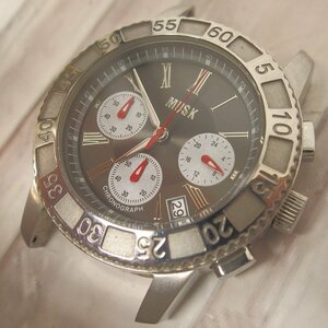f002 Z1 ムスク MUSK MM-2094 メンズ腕時計 クロノグラフ クォーツ デイト ケースのみ 電池交換済み ネコポス385円