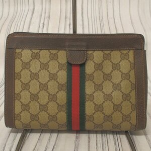 f002 2Fbag グッチ GUCCI クラッチバッグ ハンドバッグ メンズ シェリーライン GG スプリーム レザー PVC ベージュ×ブラウン系